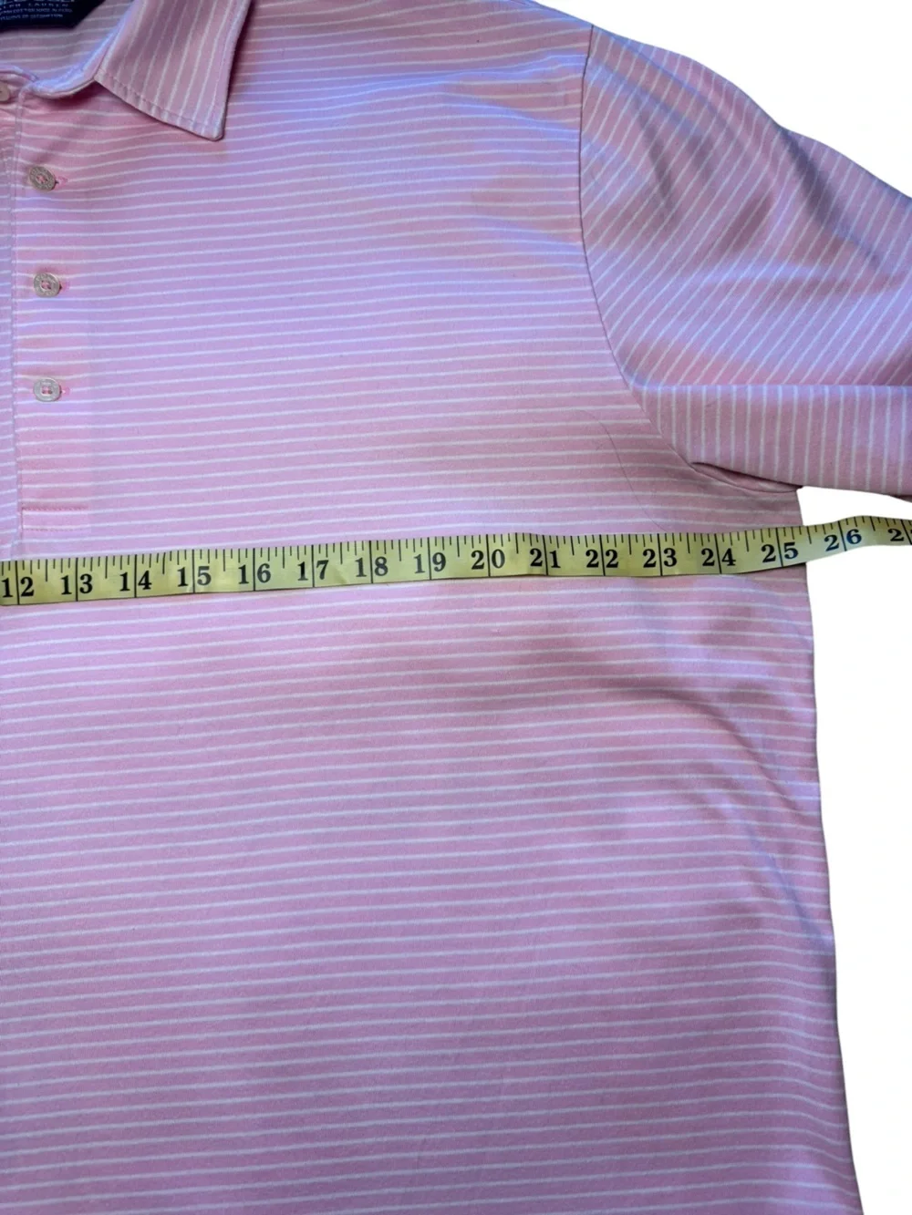 Polo Golf Ralph Lauren Light Pink & White Striped 100% Cotton Polo Shirt XLarge